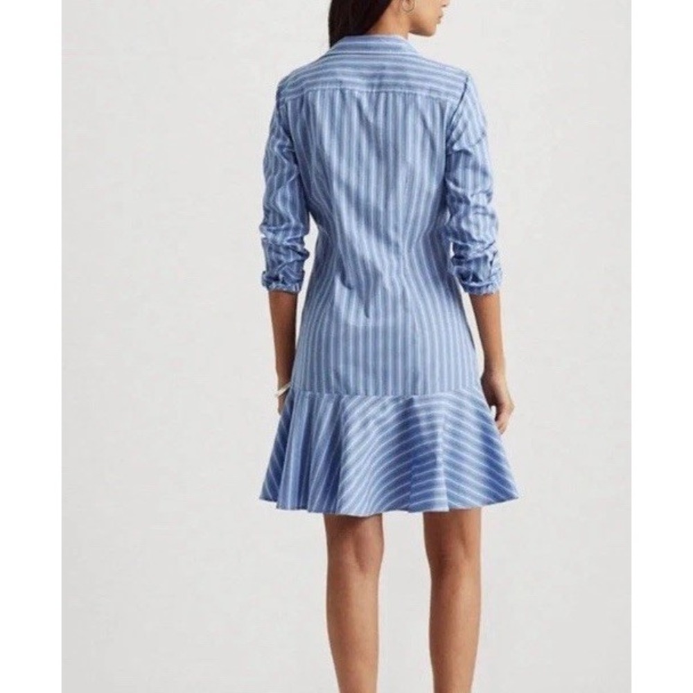 RALPH LAUREN POLO TRIELLA FIT & Flare STRIPED L/S SHIRT DRESS Button Down 8